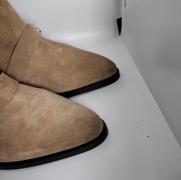 AllSaints Lior Suede Zip Bootie Desert Sand EU size 39 US Size 9 NWOB - Picture 5 of 15